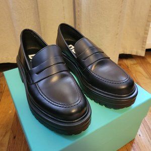 90s Y2K chunky loafers in black leather - Depp London